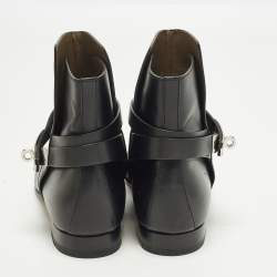 مملوكة مسبقًا حذاء بوت للكاحل هيرمس نيو جلد أسود مقاس 39