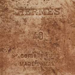 مملوكة مسبقًا Hermes Oran Size 40 Brown Leather Flat Slides 