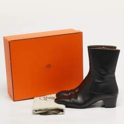 مملوكة مسبقًا حذاء بوت للكاحل هيرمس جيف جلد أسود مقاس 40