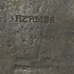 Pre Owned Hermes Oran Size 37 Black Leather Flat Slide