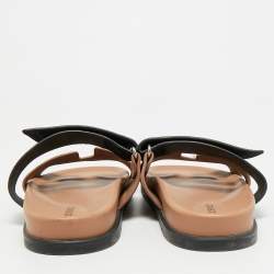 Pre Owned صندل سلايد هيرمس تشيبري سويدي بني/أسود مسطح مقاس 38