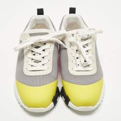 مملوكة مسبقًا Hermes Bouncing Size 37 Multicolor Knit Fabric and Suede Low Top Sneakers