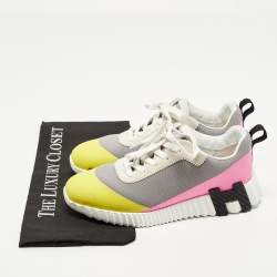مملوكة مسبقًا Hermes Bouncing Size 37 Multicolor Knit Fabric and Suede Low Top Sneakers
