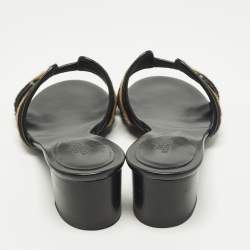 مملوكة مسبقًا صندل سلايد جلد هيرمس أواسيز أسود مقاس 38