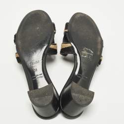 مملوكة مسبقًا صندل سلايد جلد هيرمس أواسيز أسود مقاس 38