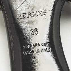 مملوكة مسبقًا صندل سلايد جلد هيرمس أواسيز أسود مقاس 38