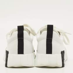 Pre Owned حذاء رياضي هيرمس جلد وسويدي أبيض/رمادي مقاس 37.5