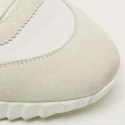 Pre Owned حذاء رياضي هيرمس جلد وسويدي أبيض/رمادي مقاس 37.5