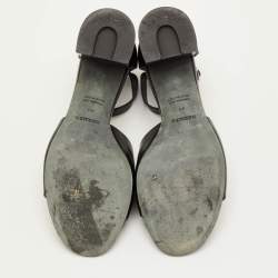 مملوكة مسبقًا صندل هيرمس فياجو حزام كاحل جلد أسود مقاس 40