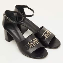 مملوكة مسبقًا صندل هيرمس فياجو حزام كاحل جلد أسود مقاس 40