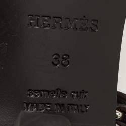 Pre Owned صندل هيرمس إلب جلد خمري كعب بلوك بكعب خلفي مقاس 38