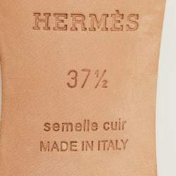 Pre Owned Hermes Oasis Size 37.5 White Leather Slide Sandals