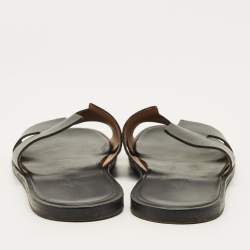 مملوكة مسبقًا Hermès Izmir Size 45 Black Leather Flat Sandals