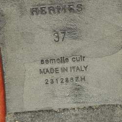 Pre Owned Hermes Oran Size 37 Orange Shearling Fur Flat Slides