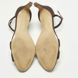 مملوكة مسبقًا Hermes Premiere Size 37.5 Burgundy Leather Ankle Strap Sandals