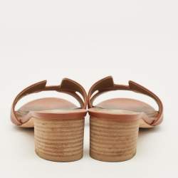 مملوكة مسبقًا Hermès Oasis Size 36 Brown Leather Slide Sandals