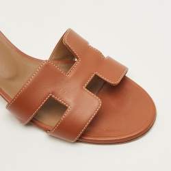 مملوكة مسبقًا Hermès Oasis Size 36 Brown Leather Slide Sandals