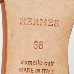 مملوكة مسبقًا Hermès Oasis Size 36 Brown Leather Slide Sandals