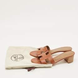 مملوكة مسبقًا Hermès Oasis Size 36 Brown Leather Slide Sandals