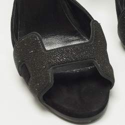 مملوكة مسبقًا صندل هيرمس هايلايت سويدي بيج مزخرف كريستال سير كاحل مقاس 38