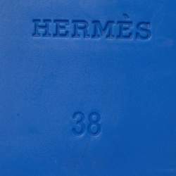 Pre Owned حذاء مسطح هيرمس إيغيري مطاط أزرق للراحة مقاس 38