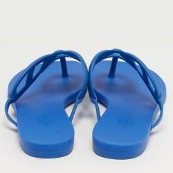 Pre Owned حذاء مسطح هيرمس إيغيري مطاط أزرق للراحة مقاس 38