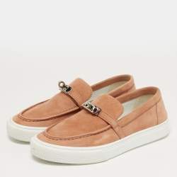 Pre Owned Hermès Game Size 37.5 Pink Suede Slip On Sneakers