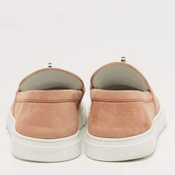 Pre Owned Hermès Game Size 37.5 Pink Suede Slip On Sneakers