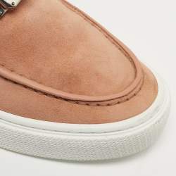 Pre Owned Hermès Game Size 37.5 Pink Suede Slip On Sneakers