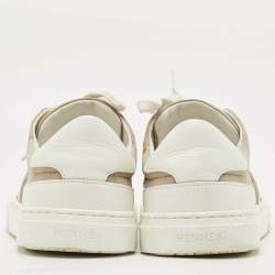 مملوكة مسبقًا Hermes Day Size 37.5 Grey/White Leather and Suede Lace Up Sneakers