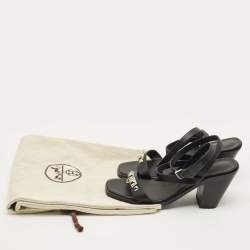 مملوكة مسبقًا Hermes Ivresse 65 Size 37.5 Black Leather Ankle Strap Sandals