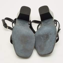 مملوكة مسبقًا Hermes Ivresse 65 Size 37.5 Black Leather Ankle Strap Sandals