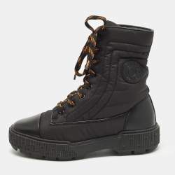 مملوكة مسبقًا Hermes Fresh Size 38 Black Leather and Nylon Combat Boots