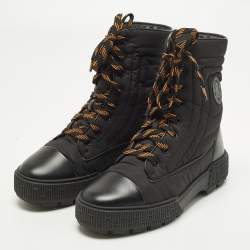 مملوكة مسبقًا Hermes Fresh Size 38 Black Leather and Nylon Combat Boots