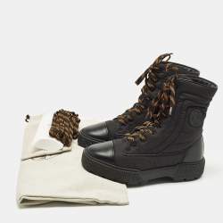 مملوكة مسبقًا Hermes Fresh Size 38 Black Leather and Nylon Combat Boots