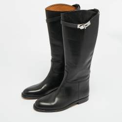 Pre Owned Hermès H Jumping Size 37 Black Leather Knee Length Boots