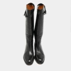Pre Owned Hermès H Jumping Size 37 Black Leather Knee Length Boots