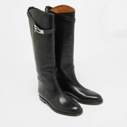 Pre Owned Hermès H Jumping Size 37 Black Leather Knee Length Boots
