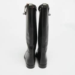Pre Owned Hermès H Jumping Size 37 Black Leather Knee Length Boots