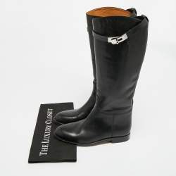 Pre Owned Hermès H Jumping Size 37 Black Leather Knee Length Boots