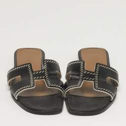 Pre Owned صندل فلات سلايدز هيرمس أوران فرو شيرلينغ برتقالي مقاس 39.5