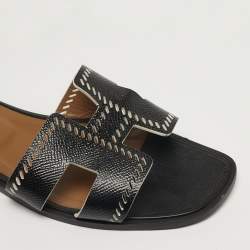 Pre Owned صندل فلات سلايدز هيرمس أوران فرو شيرلينغ برتقا لي مقاس 39.5