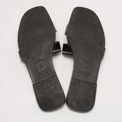 Pre Owned صندل فلات سلايدز هيرمس أوران فرو شيرلينغ برتقالي مقاس 39.5