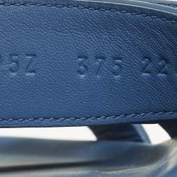 مملوكة مسبقًا Hermes Chypre Size 37.5 Blue Leather Flat Slide