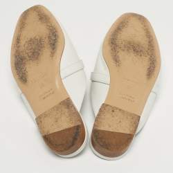 مملوكة مسبقًا Hermes Oz Size 36 White Leather Palladium Plated Mules