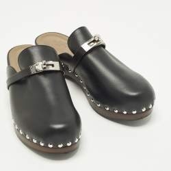 Pre Owned حذاء بكعب هيرمس كارلوتا جلد أسود مقاس 39