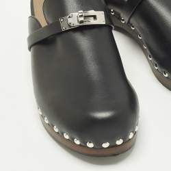 Pre Owned حذاء بكعب هيرمس كارلوتا جلد أسود مقاس 39