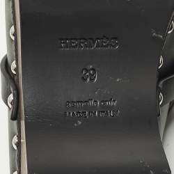 Pre Owned حذاء بكعب هيرمس كارلوتا جلد أسود مقاس 39