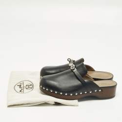 Pre Owned حذاء بكعب هيرمس كارلوتا جلد أسود مقاس 39