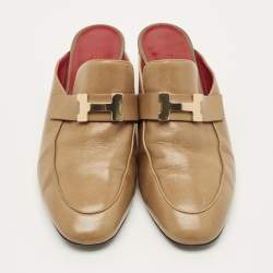 Pre Owned مول هيرمس جلود بني مقاس 39